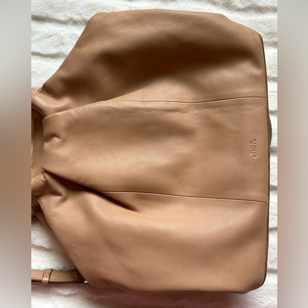 Vince Camuto 100% Leather Jordy Tote With Crossbody Strap Sandstone - Picture 5 of 16
